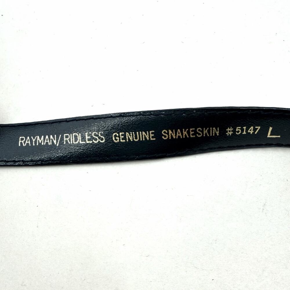Vintage Rayman Ridless Black Snakeskin & Metal Detail Hook Belt Womens Large - Picture 7 of 8